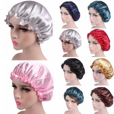 Silk Satin Night Sleep Cap Hair Bonnet Hat Head Cover Wide Band Adjust Elastic  eb-29777942